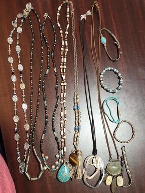 Turquoise and Bronze Boho Necklaces & Bracelet Lot